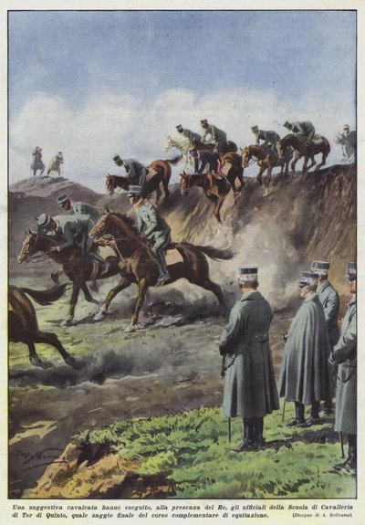 Een suggestieve rit uitgevoerd, in aanwezigheid van de koning, door de officieren van de school door Achille Beltrame