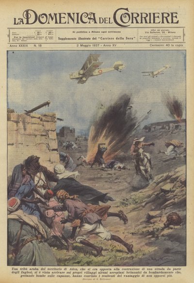 Een Arabische stam in het gebied van Aden die zich verzette tegen de aanleg van een weg door... door Achille Beltrame