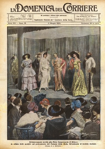 Een interessante nieuwigheid op de jaarbeurs van Milaan, de modeshow op het podium door Achille Beltrame