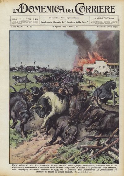 Een invasie van stieren door Achille Beltrame