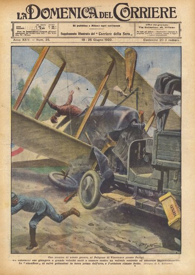 Een nieuw soort botsing, op het schietterrein van Vincennes bij Parijs door Achille Beltrame