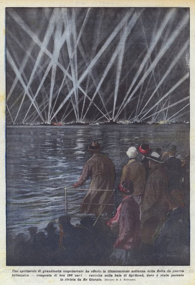 Een adembenemend schouwspel bood de nachtelijke verlichting van de vloot... door Achille Beltrame