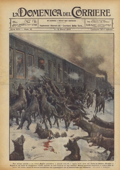 Een vreemde aanval op een trein door Achille Beltrame