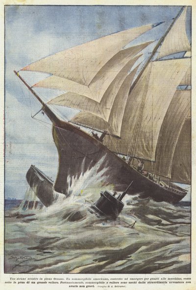 Een vreemd gevecht midden in de oceaan door Achille Beltrame