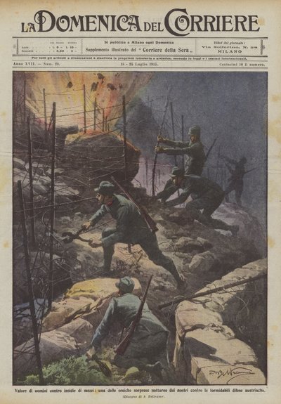 De moed van mannen tegen de valstrikken van middelen, een van de heroïsche nachtelijke verrassingen van onze mannen tegen door Achille Beltrame