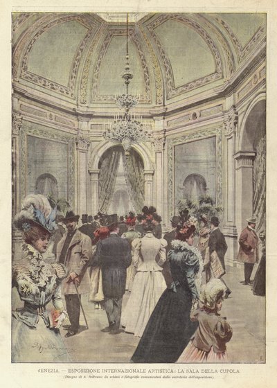 Venetië, internationale kunsttentoonstelling, de koepelzaal door Achille Beltrame