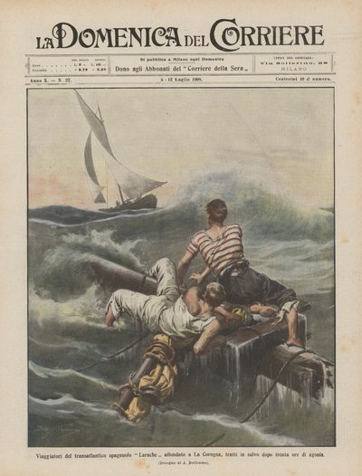 Reizigers van de Spaanse transatlantische Larache gered na dertig uur van angst na schipbreuk in La Coruña door Achille Beltrame