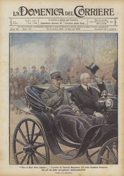 Leve de koning! Leve Italië! De aankomst van Vittorio Emanuele III in de Franse hoofdstad door Achille Beltrame