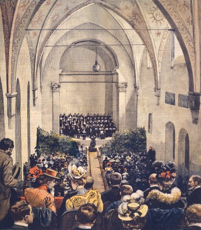 Ceremonie van Perosi Muziekzaal in Milaan (illustratie) door Achille Beltrame