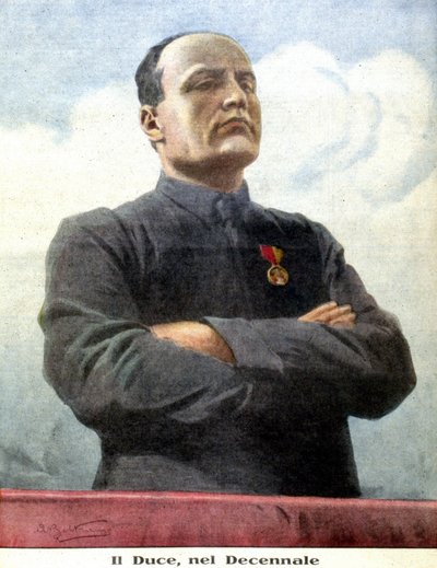 Portret van Benito Mussolini door Achille Beltrame in 1932 door Achille Beltrame
