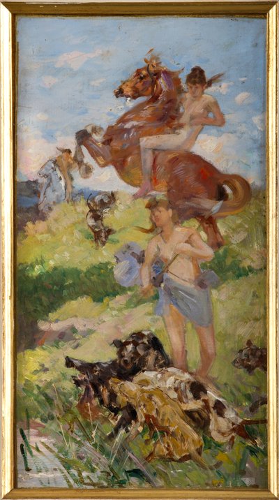 Jachtscène door Achille Boschi
