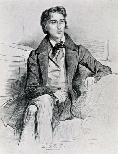 Portret van de Hongaarse componist en pianist Franz Liszt door Achille Devéria