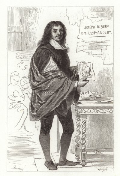 Jusepe de Ribera, Spaanse schilder ook bekend als Jose de Ribera, Giuseppe Ribera en Joseph Ribera door Achille Devéria
