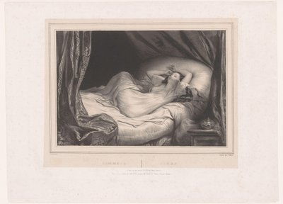 Meisje slapend op bed door Achille Devéria