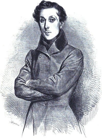 Portret van de Franse architect Alphonse de Gisors, lithografisch portret door Achille Devéria
