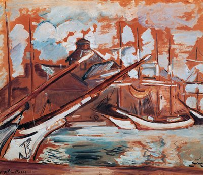 Havenscène, door Othon Friesz (1879-1949), olieverf op karton, 54x65 cm. Frankrijk, 20e eeuw. door Achille Emile Othon Friesz
