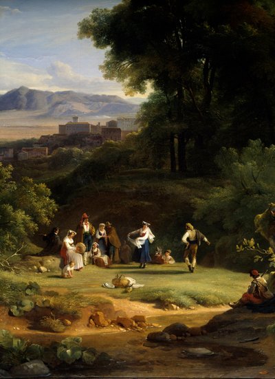 Landschap geïnspireerd door het uitzicht op Frascati door Achille Etna Michallon