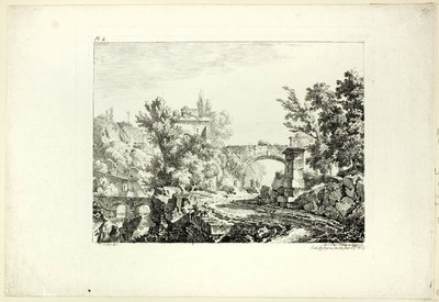 Landschap, plaat IV door Achille Etna Michallon