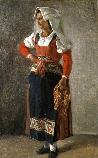 Portret van een boer uit de omgeving van Rome door Achille Etna Michallon