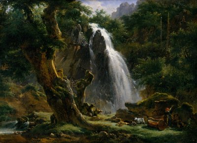 Waterval bij Mont-Dore door Achille Etna Michallon
