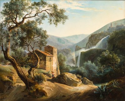 Landschap met een waterval, ca. 1830 door Achille Hector Camille Debray