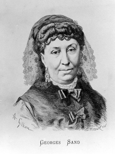 Portret van George Sand (Aurore Dupin, Barones Dudevant) (1804-1876) door A. Gilbern door Achille Isidore Gilbert