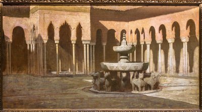 Het hof van leeuwen in het Alhambra (olieverf op doek) door Achille Zo