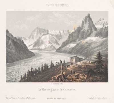 Zicht op Le Chapeau bij de gletsjer Mer-de-Glace door Ad. Cuvillier