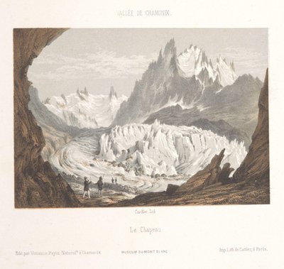 Zicht op de gletsjer Mer-de-Glace bij Les Bois en Les Tines door Ad. Cuvillier
