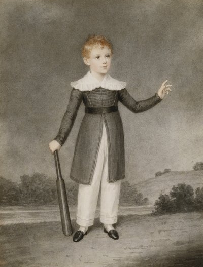 Portret van Edward Currie met een cricketbat, 1830 door Adam Buck