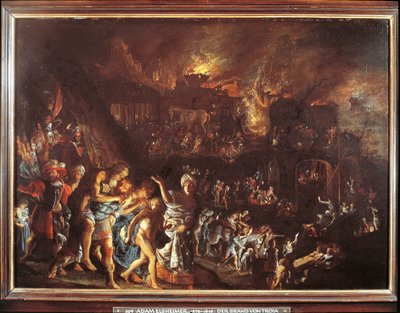 De verbranding van Troje, ca. 1604 door Adam Elsheimer