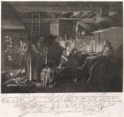 Het huis van Philemon en Baucis, gegraveerd door Graaf Hendrik Goudt (1585-1630) door Adam Elsheimer