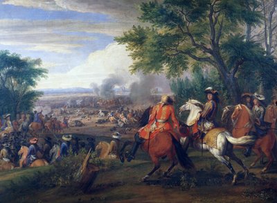 Koning Lodewijk XIV bij de nederlaag van het Spaanse leger nabij het Brugse Kanaal in 1667 door Adam Frans van der Meulen