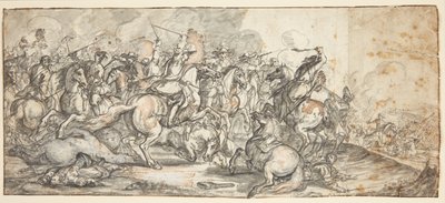 Ruitergevecht door Adam Frans van der Meulen