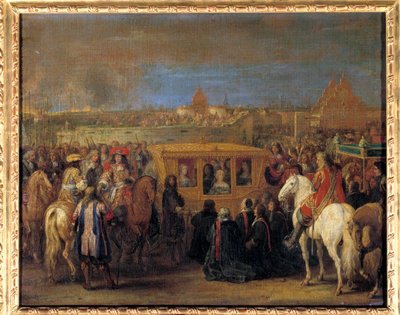 Plechtige intocht van koning Lodewijk XIV en koningin Marie-Therese van Oostenrijk in Douai op 23/08/1667 door Adam Frans van der Meulen
