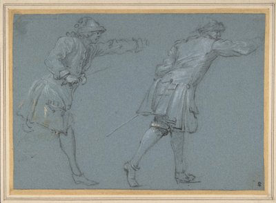Studie van twee soldaten die zwaardvechten, 17e eeuw door Adam Frans van der Meulen