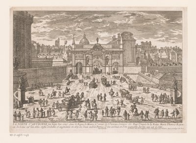 Gezicht op de Porte Saint-Antoine door Adam Perelle