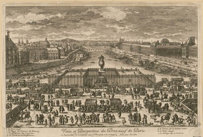 Uitzicht op de Pont Neuf in Parijs, Tweede Helft van de 17e eeuw door Adam Perelle