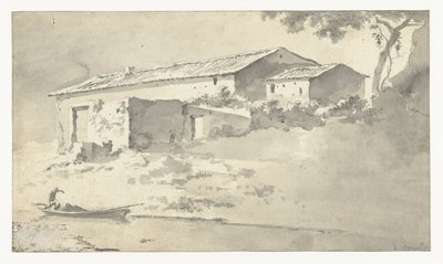 Huis in een zuidelijk landschap door Adam Pijnacker