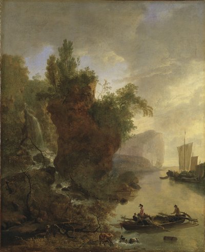 Baai met een Rotsachtige Kust door Adam Pynacker