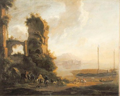 Italiaans kustlandschap door Adam Pynacker
