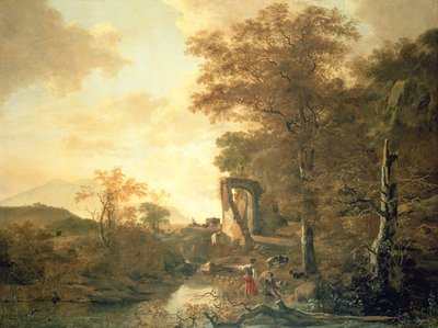 Landschap met gebogen poort, ca. 1654 door Adam Pynacker