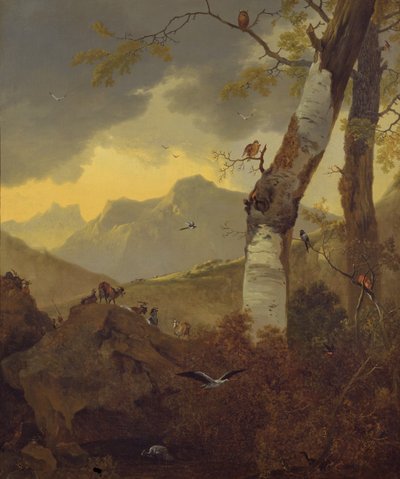 Bergachtig landschap met geiten en vogels, c.1657 door Adam Pynacker