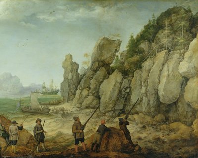 (detail) Wilde geitenjacht aan de kust door Adam Willaerts