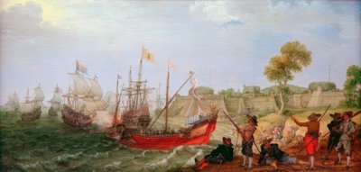 Een Nederlandse eskadron valt een Spaanse vesting aan door Adam Willaerts