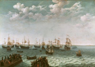 Vertrek van een oorlogsvloot door Adam Willarts