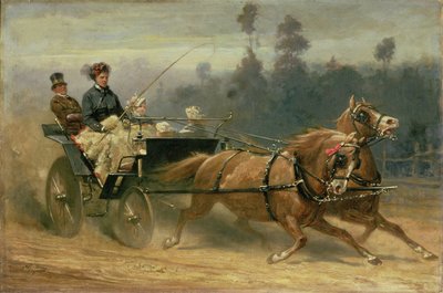 Madame Celestine Nichols rijdt in Richmond Park met haar kleinkinderen, 1879 door Adam Wray