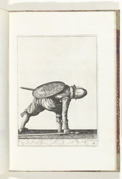 De exercitie met schild en spies: de soldaat bukt om de spies op te rapen (nr. 28) door Adam van Breen