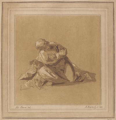 Een hurkende apostel Sint Petrus, 1785 door Adam von Bartsch