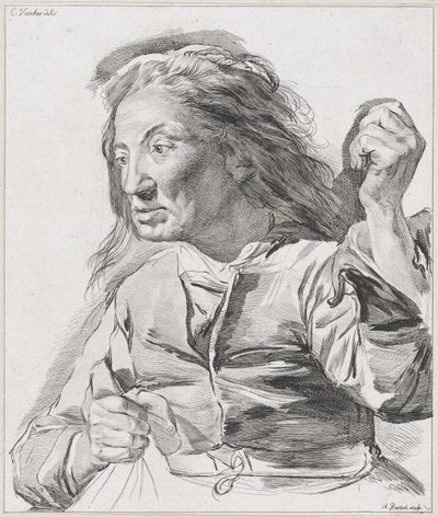 Een oude vrouw met gebalde vuisten, 1786 door Adam von Bartsch